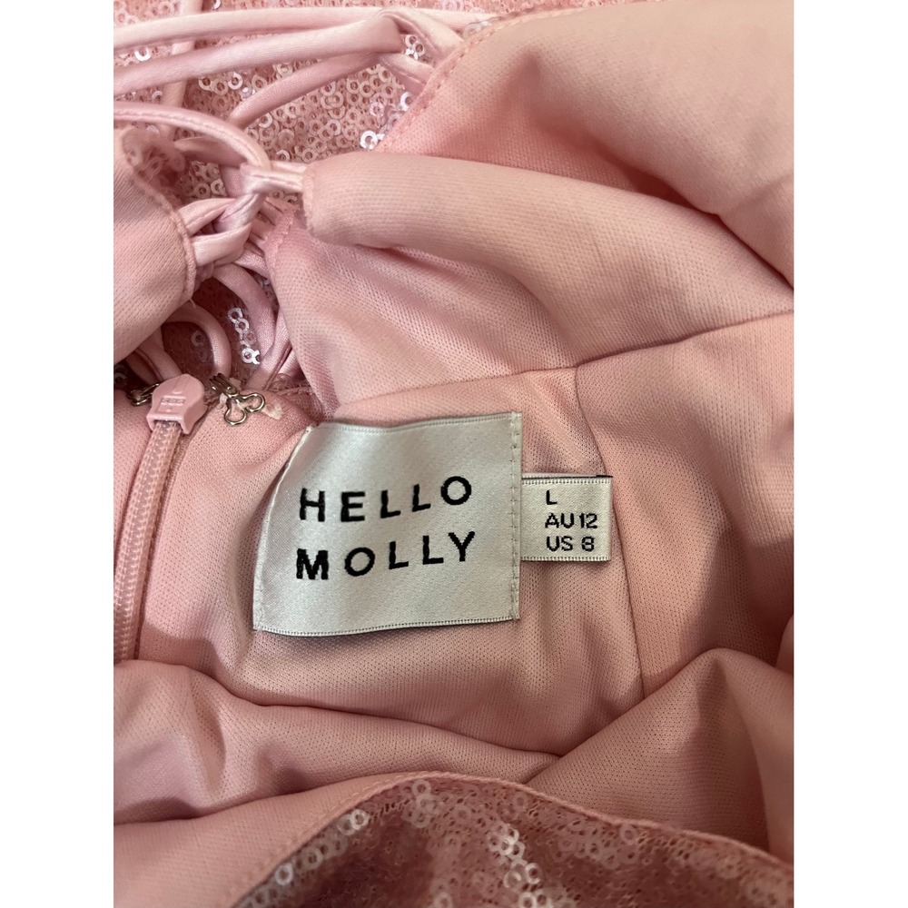 Hello Molly Pink Sequin Halter Neck Cowl Neck Bodycon Mini Dress US 8 AU 12 - Picture 4 of 5